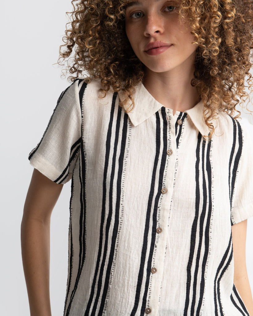 Hand Embellished Striped Shirt, best eco clothing brands, best ethical clothing brands, organic clothes online, organic cotton shirt women's, women's cotton clothing store, 100 cotton clothing, organic cotton shirt women's, organic jackets women's, simplistic outfits, best minimalist fashion brands