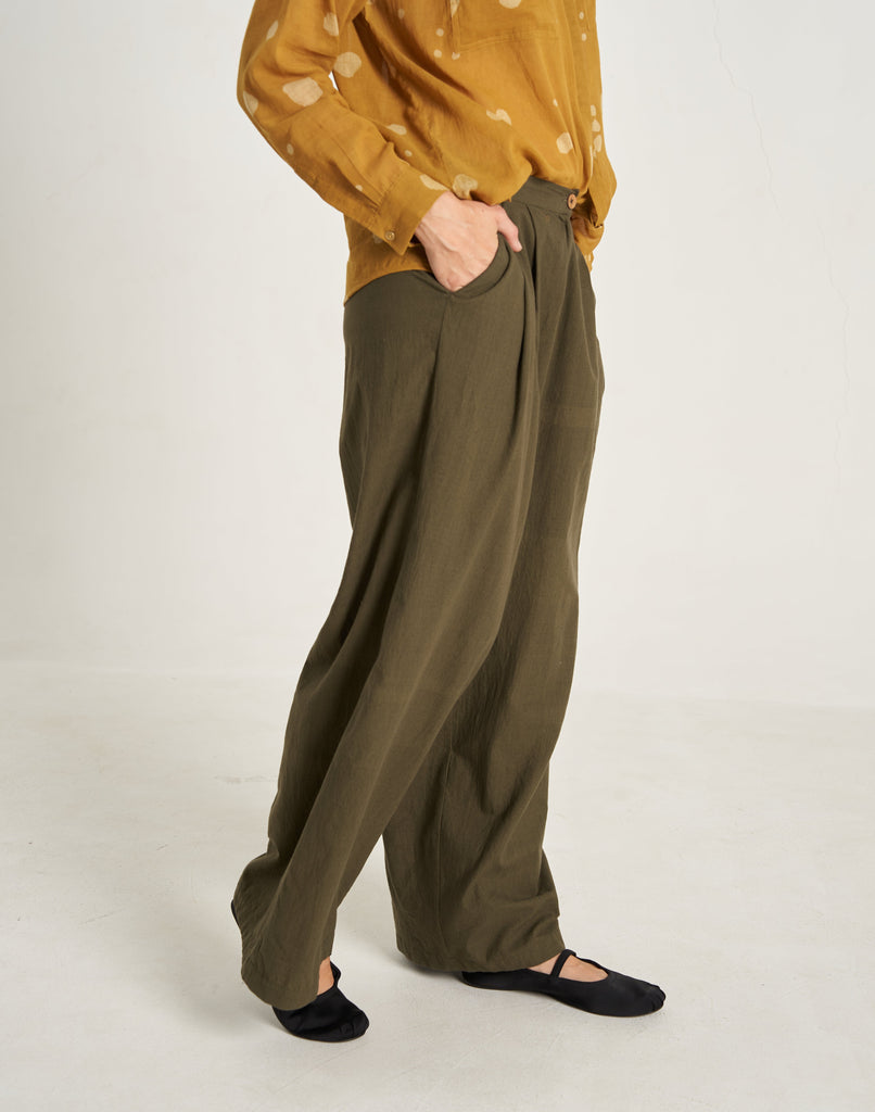 Buy High Rise Summer Army Green Pant for Women