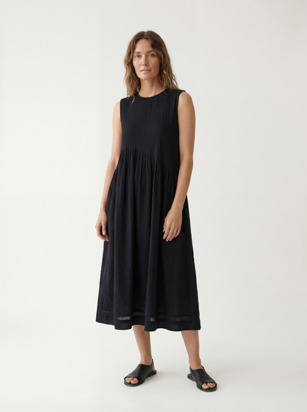 Minimal Dress  Black Cotton  World of Crow