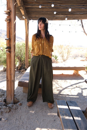 Summer Extra Long Army Green Pants For Women