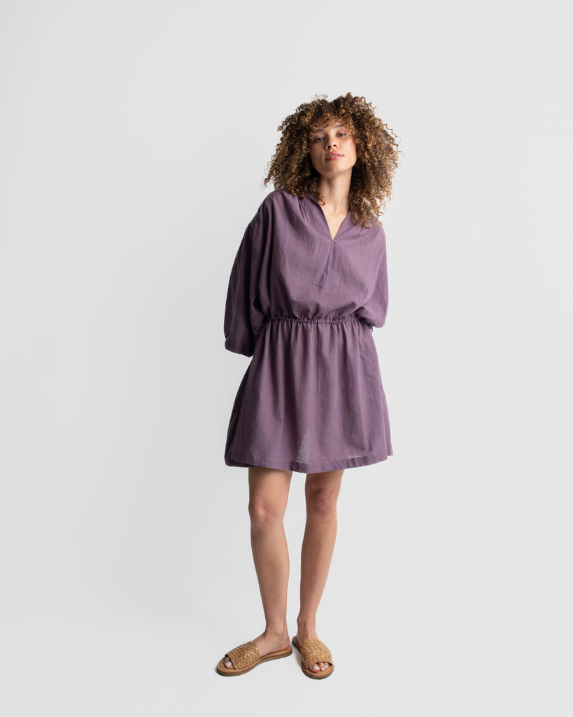 Violet gathered tunic dress, organic winter clothing, organic chemical free clothing, clothing brands with natural fibers, cotton and company clothing, everlane women's dresses, fair trade women's clothing, minimalist guide to clothes, minimalist online store