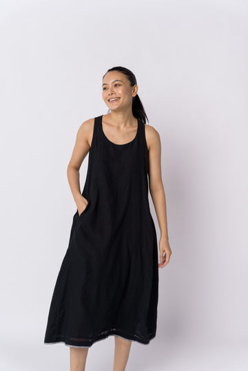Black relaxed tank midi dress, best eco clothing brands, best ethical clothing brands, organic clothes online, organic cotton shirt women's, women's cotton clothing store, 100 cotton clothing, organic cotton shirt women's, organic jackets women's, simplistic outfits, best minimalist fashion brands