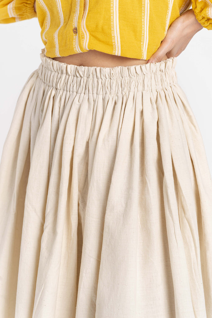Off white cotton pleated skirt, fair wage clothing, free trade clothing companies, best eco friendly clothing, best eco friendly clothing brands, women's plus size natural fiber clothing, women's quality clothing brands, organic cotton basics, organic cotton chinos, best plain clothing brands, best quality basic clothing