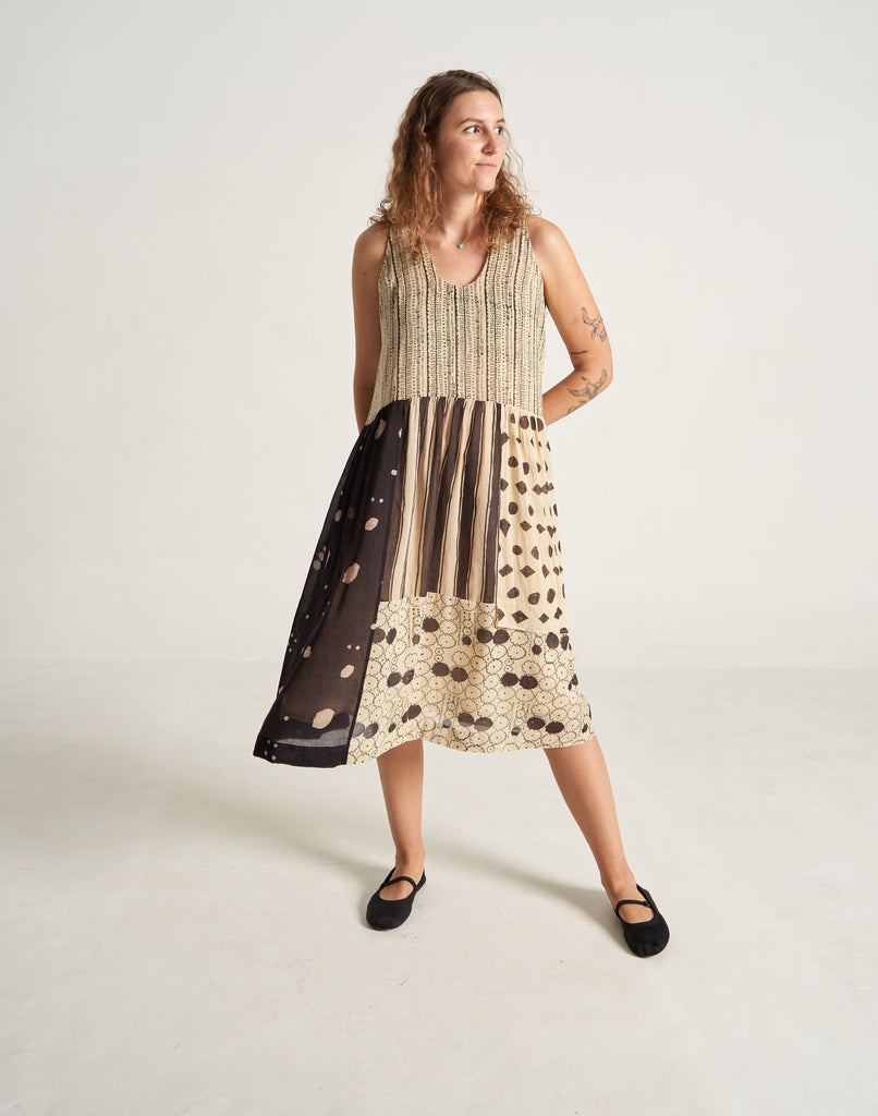 Buy Below Knee Length Patchwork Summer Dress At World of Crow